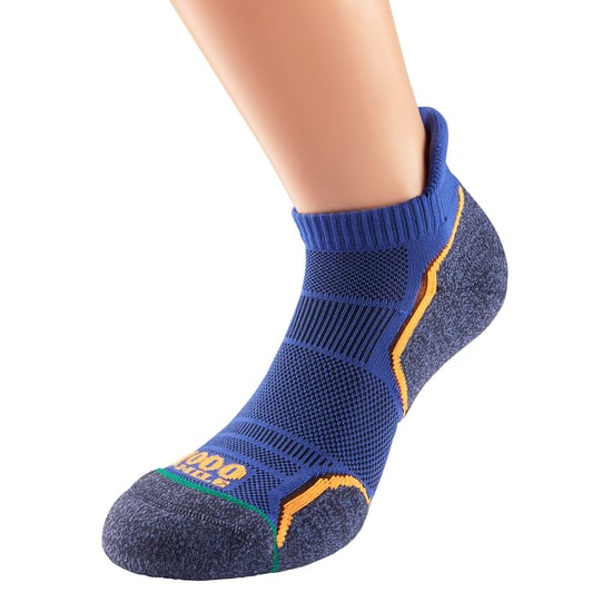 1000 Mile - 2 Pack Mens Single Layer Soft Breathable Running Ankle Socks - Kingfisher / Navy - Image 5