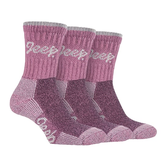 JEEP - 6 par multipack damstrumpor med andningsaktiva vadderade vandringsstrumpor i bomull | damstrumpor med vaddering mot skavsår - Rose / Cream - Image 3