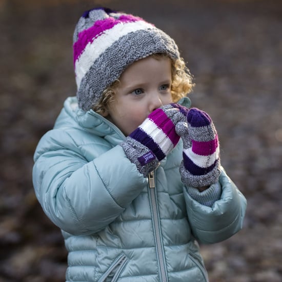 Heat Holders - Kids Girls Fleece Lined Knitted Striped Colourful Winter Thermal Hat and Mittens Set - SC2P12 - Image 3