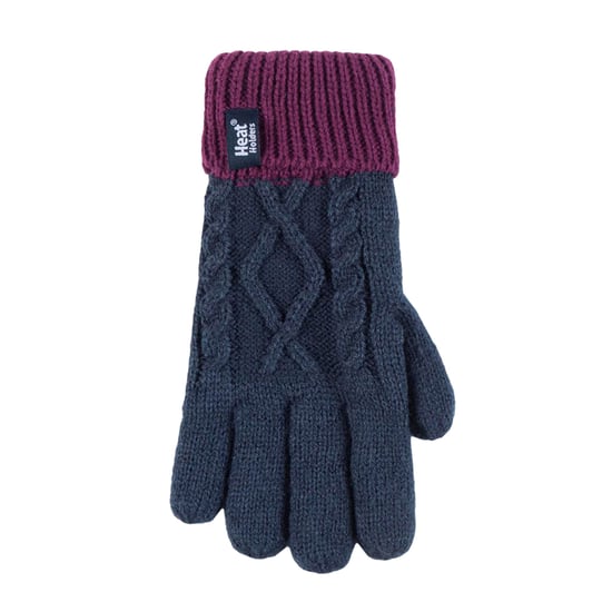 Heat Holders - Kids Girls Cute Cable Knitted Warm Fleece Lined Pompom Winter Hat and Gloves Set with Bobble - NP2P13 - Image 5