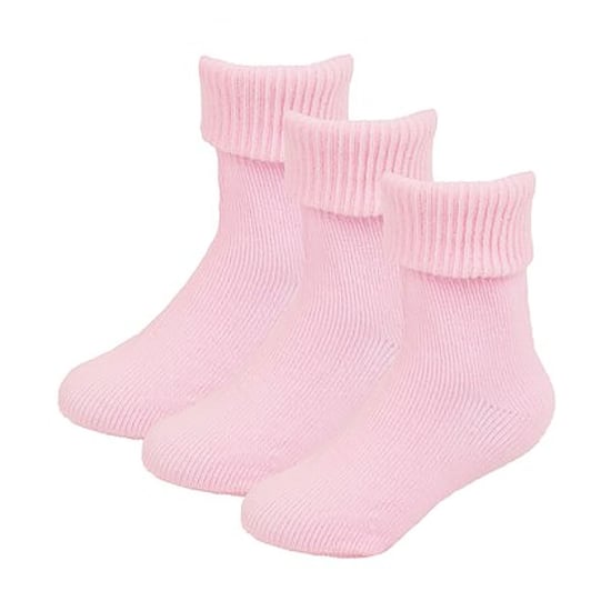 Baby Cotton Turn Over Top-strumpor | 6-parspaket | Sock Snob | Vanliga roliga strumpor för pojke och flicka - Rosa - Image 3