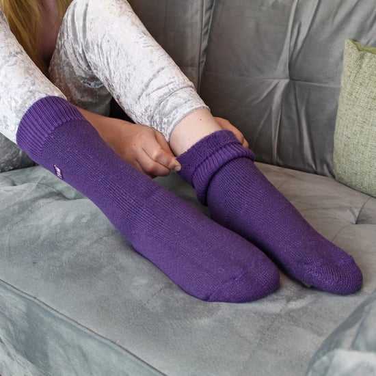 3 Pairs Multipack Kids Thermal Socks | THMO | Ribbed Soft Top Fleece Fluffy Inner Warm Socks for Boys & Girls - Purple - Image 3