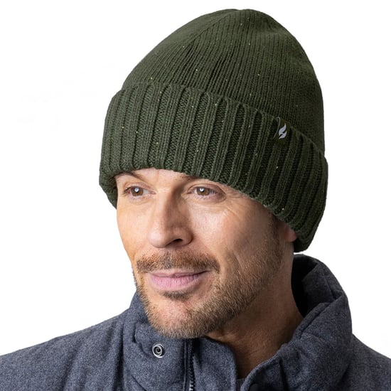 Heat Holders Heatweaver Fleece Lining Beanie | Ribbed Turnover Cuff Marl Winter Hat | Andes Style - Khaki - Image 4