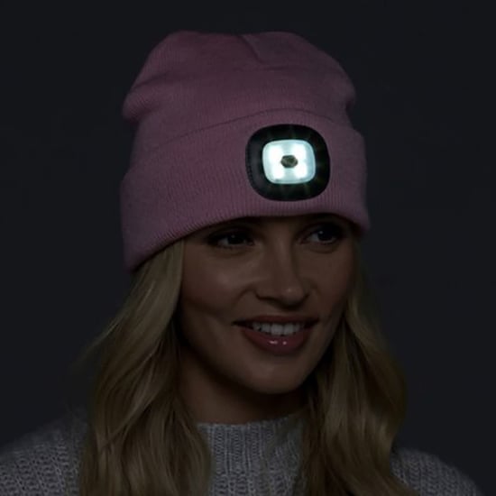 Led Beanie Mössa för Damer | Damstickad Uppladdningsbar Beanie Mössa | Vintermössa med pannlampa - Grå - Image 4