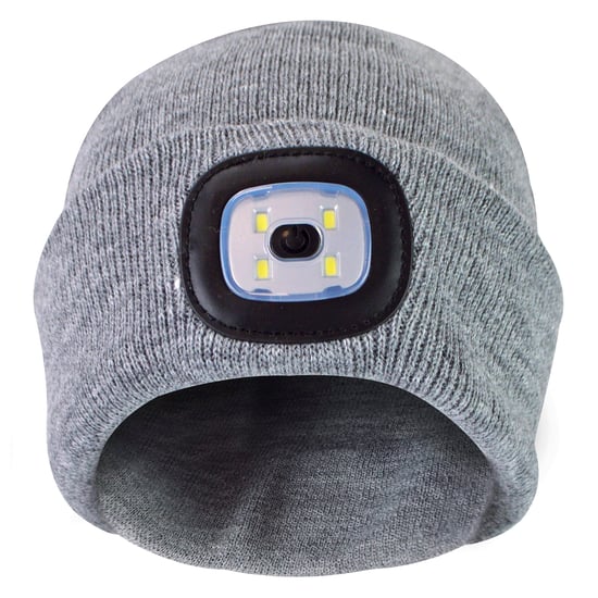 Led Beanie Mössa för Damer | Damstickad Uppladdningsbar Beanie Mössa | Vintermössa med pannlampa - Grå - Image 5