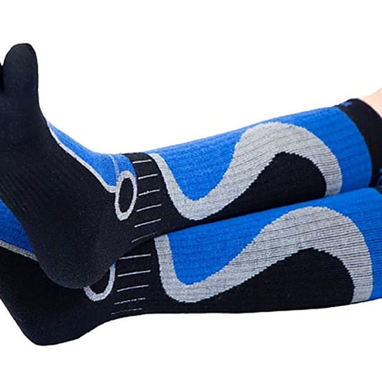 TOETOE - Mens & Ladies Moisture Wicking Sports Compression Knee High Toe Socks - Black & Blue - Image 5
