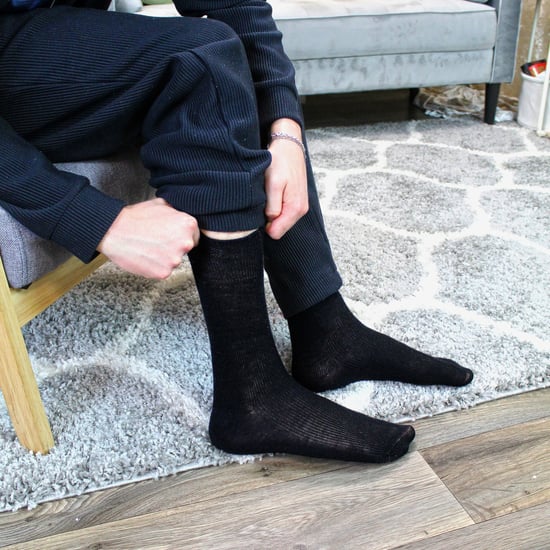 Mens Wool Diabetic Socks in Black | Dr.Socks | Extra Wide Ribbed Seamless Merino Wool Socks - Black - Image 3