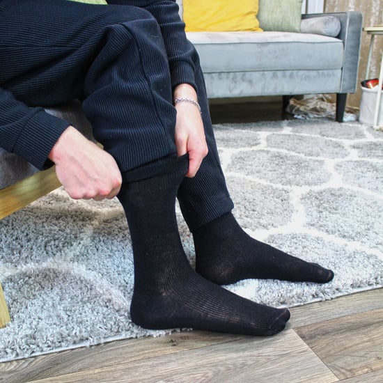 Mens Wool Diabetic Socks in Black | Dr.Socks | Extra Wide Ribbed Seamless Merino Wool Socks - Black - Image 5