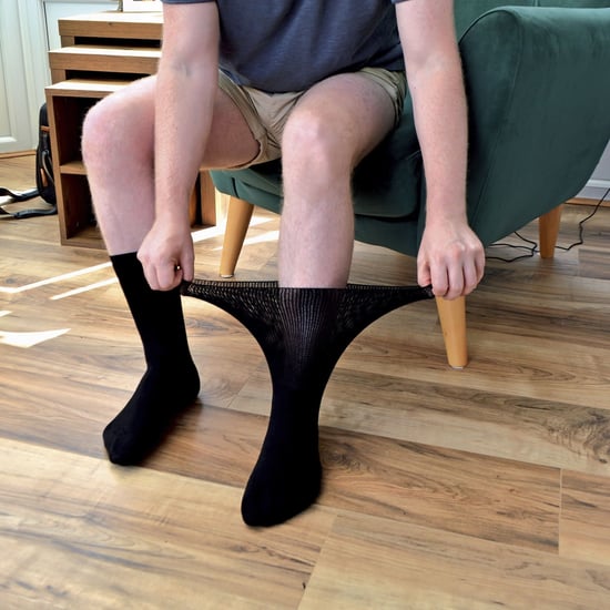 Extra Wide Oedema Socks with Non Slip Grips | Dr.Socks | Mens & Ladies | Bamboo Slipper Socks with Grippers for Swollen Legs Ankles & Feet - Blue - Image 4