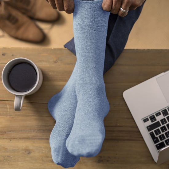 Gentle Grip - Mens 6 Pair Multipack Diabetic Sock with Honey Comb Top and Hand linked Toe Seams - Blues - Image 5