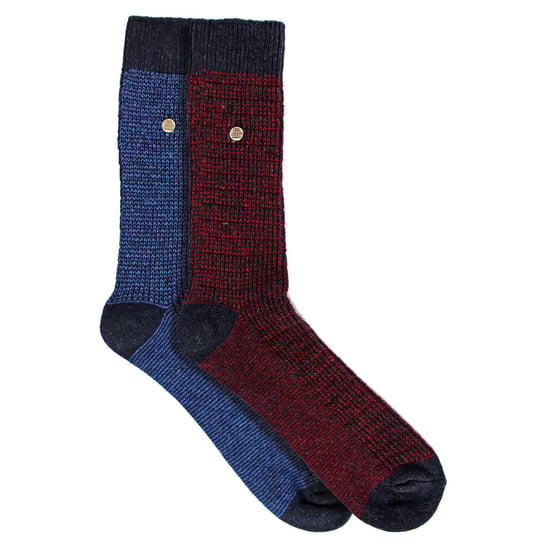 Heren Katoenen Dress Sokken | Jeep | Midgewicht Gebreide Spirit Sokken, Casual Geribbelde Patroon Iedere Dag Sokken - Marineblauw / Paars - Image 3