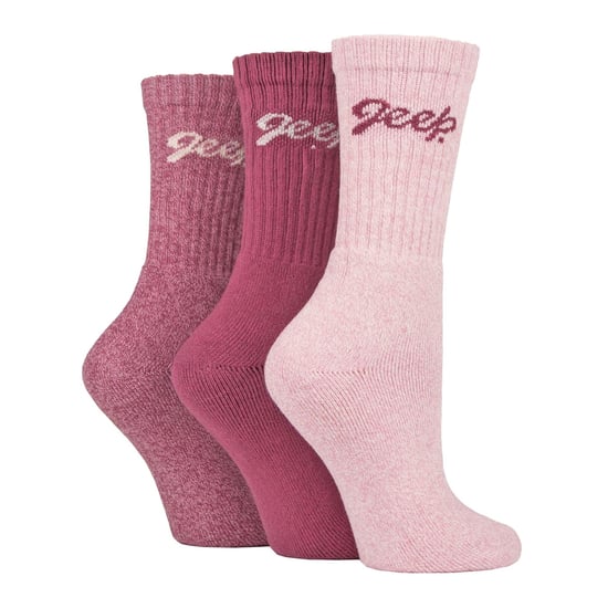 Dames Wandelsokken | Jeep | Dames Geribbelde Buitenste Neus- en Hakversterkte Sokken met Kussen - Roze / Crème - Image 3