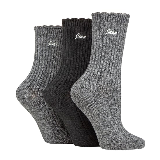 Women Bamboo Boot Socks | Jeep | Söta ribbade ankelstrumpor för damer, antiblåsor stickade dämpade strumpor - Svart / Charcoal - Image 3