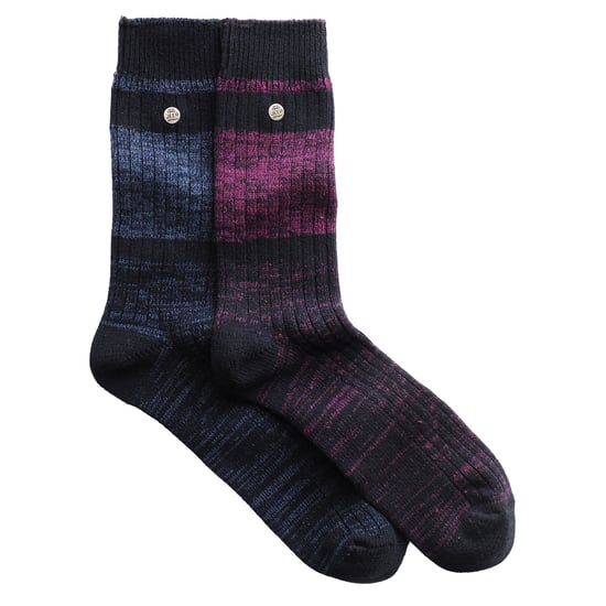 Mens Cotton Dress Socks | Jeep | Midweight Knit Spirit Socks, Casual Ribbed Pattern Everyday Socks - Petrol / Purple - Image 3