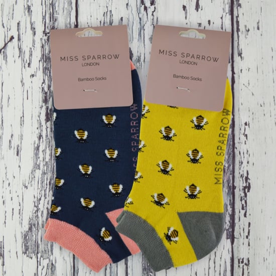 2 Pair Multipack Ladies Bamboo Trainer Socks | Miss Sparrow | Breathable Novelty Animal Patterns Socks - Sausage Dog - Image 3