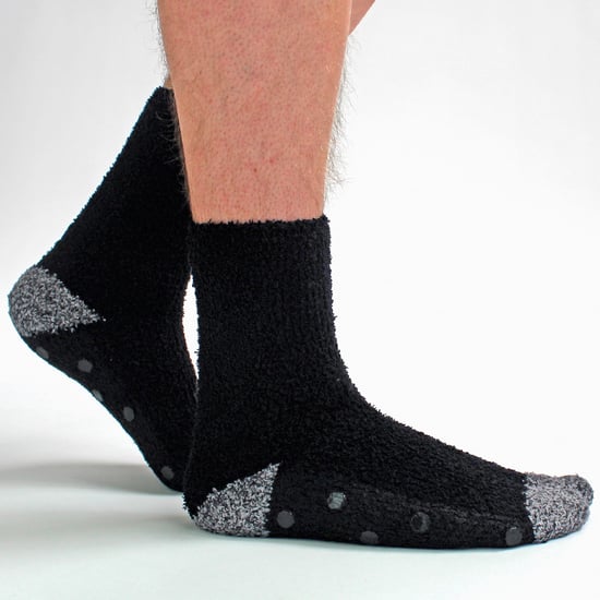 4 par sängstrumpor för herrar |Thermal Anti Slip Fuzzy Slipper Socks - Svart / Orange Stripe - Image 3