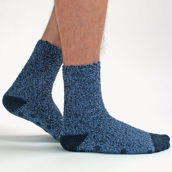 4 par sängstrumpor för herrar |Thermal Anti Slip Fuzzy Slipper Socks - Grå / Blå - Image 3
