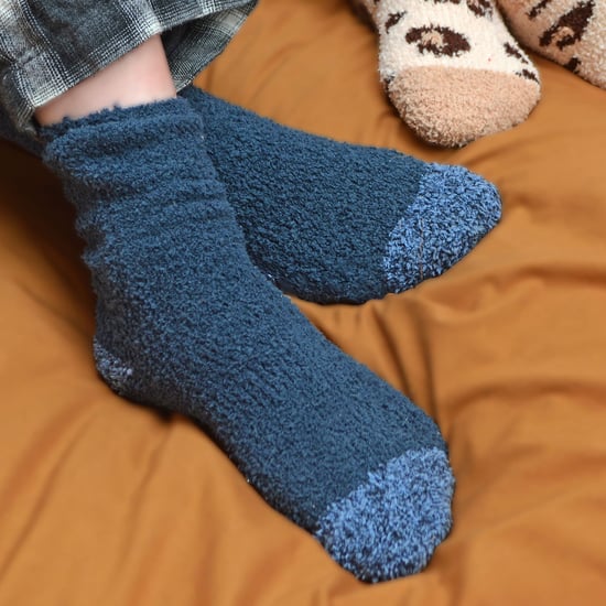 4 par sängstrumpor för herrar |Thermal Anti Slip Fuzzy Slipper Socks - Grå / Blå - Image 5