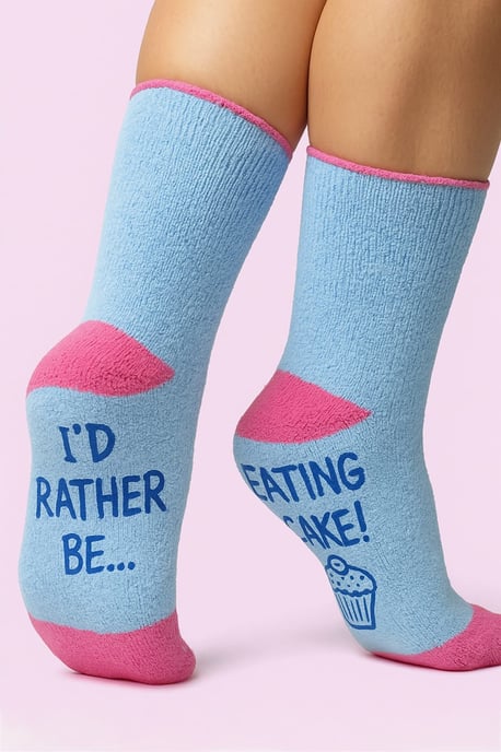 4 Pack Ladies Funny Cake Socks | Soft Fluffy Novelty Non Slip Gift Socks - Image 5
