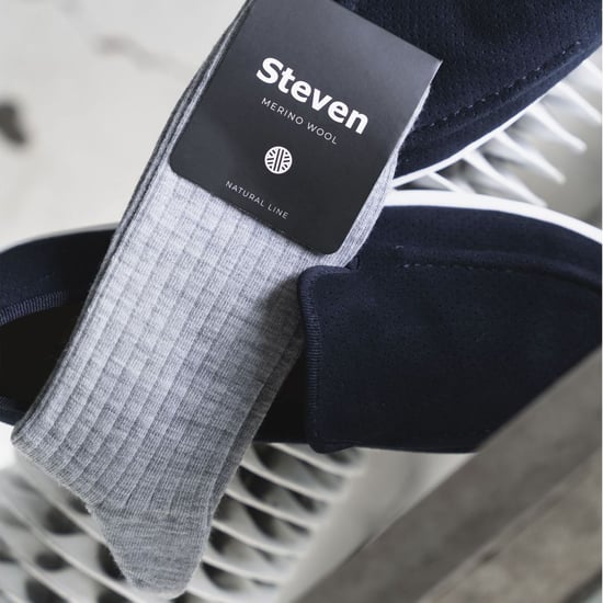 Mens Merino Wool Socks | Steven | Warm Knitted Ribbed Dress Socks - Navy - Image 5