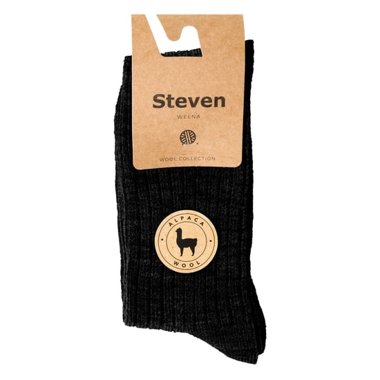 Mens Alpaca Wool Socks for Winter | Steven | Knitted Crew Boot Socks - Black - Image 2