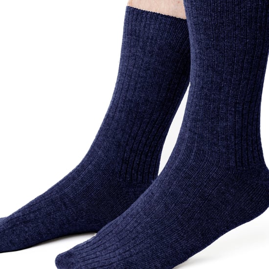 Dressade ullstrumpor för herrar | Steven | Andningsbara varma strumpor för vintern - Marinblå - Image 2