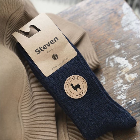 Mens Alpaca Wool Socks for Winter | Steven | Knitted Crew Boot Socks - Black - Image 3