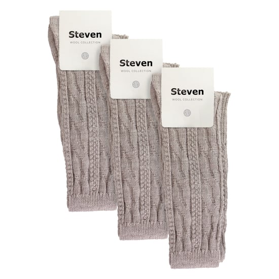 3 Pairs Womens Over The Knee Wool Socks | Steven | Ladies Extra Long Wool Socks - Beige - Image 2