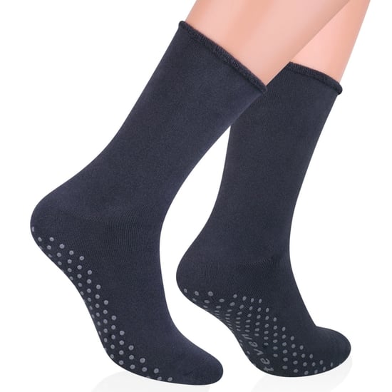 Mens Cotton Slipper Socks | Steven | Casual Plain Socks with Grippers - Black - Image 5