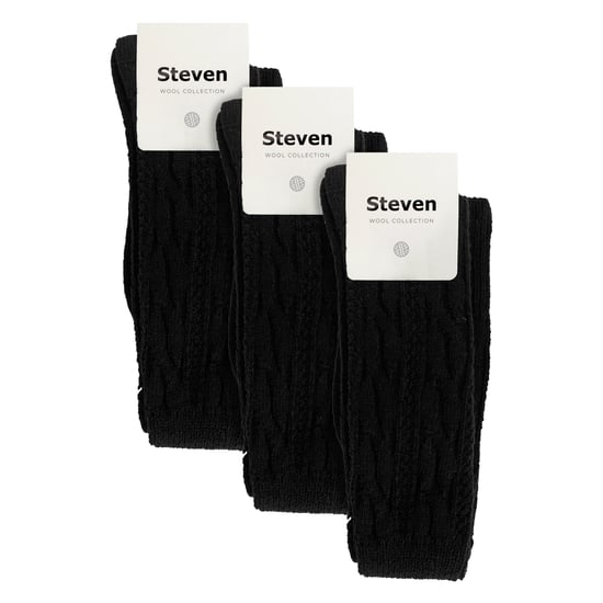 3 Pairs Womens Over The Knee Wool Socks | Steven | Ladies Extra Long Wool Socks - Black - Image 2