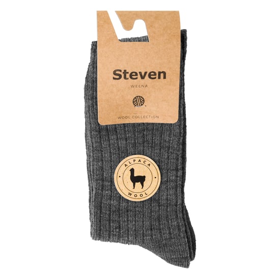 Mens Alpaca Wool Socks for Winter | Steven | Knitted Crew Boot Socks - Grey - Image 2