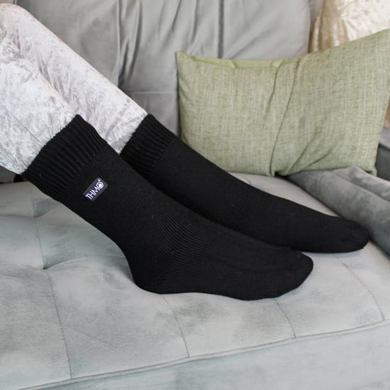 Kids Thermal Socks for Winter | THMO | Warm Fluffy Fleece Inner Socks for Boys & Girls - Black - Image 4