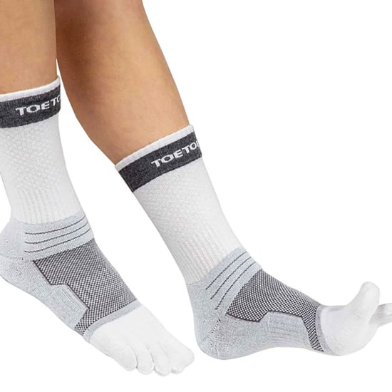 TOETOE - Mens & Ladies Tennis Breathable Cushioned Ankle Sports Toe Socks - White & Grey - Image 4