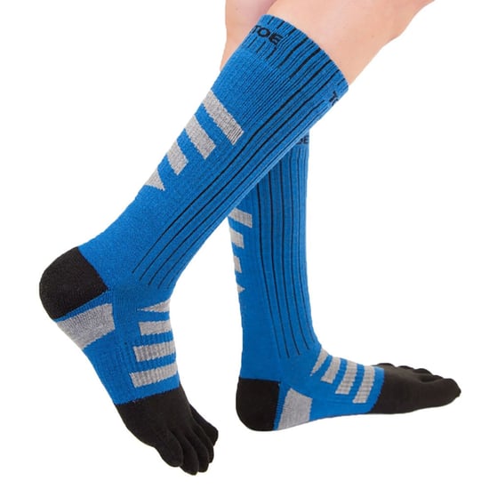 TOETOE - Mens & Ladies Outdoor 3D Terry Walker Cushioned Wool Toe Socks - Black & Blue - Image 4