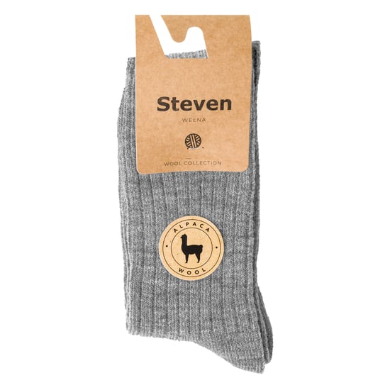 Mens Alpaca Wool Socks for Winter | Steven | Knitted Crew Boot Socks - Light Grey - Image 2