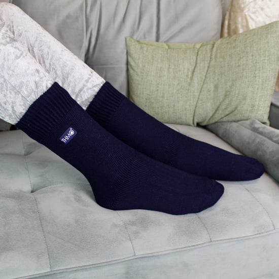 Kids Thermal Socks for Winter | THMO | Warm Fluffy Fleece Inner Socks for Boys & Girls - Navy - Image 4