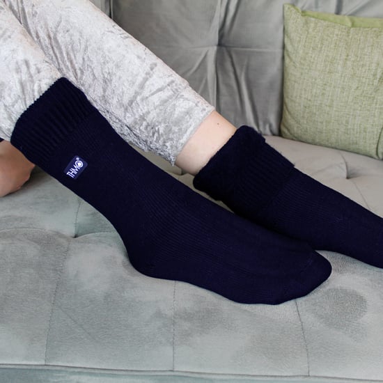 Kids Thermal Socks for Winter | THMO | Warm Fluffy Fleece Inner Socks for Boys & Girls - Navy - Image 5