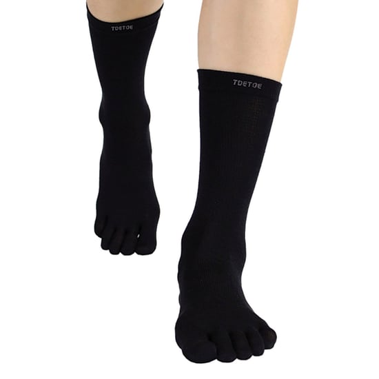 TOETOE - Mens & Ladies Outdoor Soft Wool Moisture Wicking Mid Calf Toe Socks - Black - Image 5