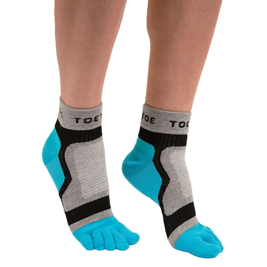 TOETOE - Mens & Ladies Breathable Sports Light Runner Low Cut Toe Socks - Blue - Image 3