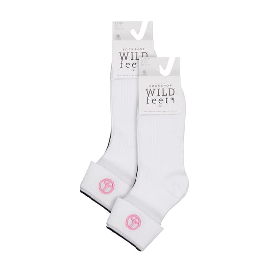 6 Pairs Ladies Lounge Turn Cuff Socks | Wildfeet | Knit Ankle Embroidered Socks - Peace - Image 2