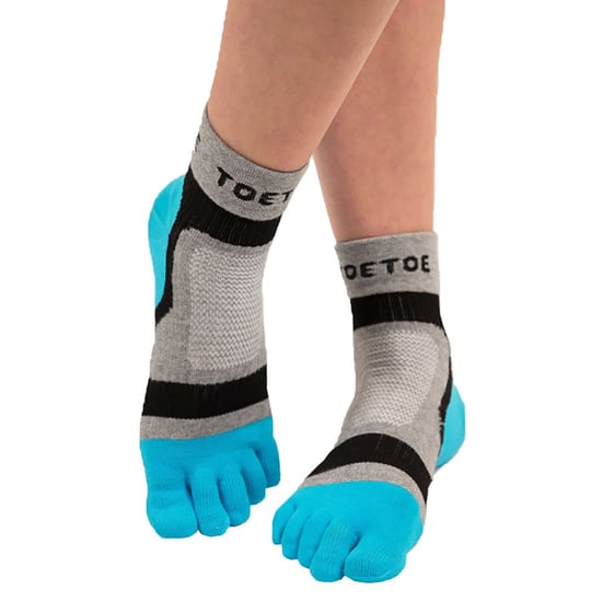 TOETOE - Mens & Ladies Breathable Sports Light Runner Low Cut Toe Socks - Blue - Image 4