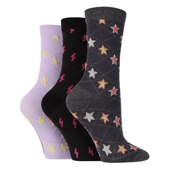 6 Pair Multipack Ladies Autumn Socks | Wildfeet | Cute Novelty Design Knitted Boot Socks - Stars - Image 3