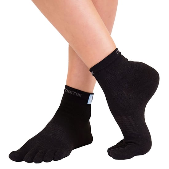 TOETOE - Mens & Ladies Moisture Wicking Outdoor Trainer Liner Toe Socks - Black - Image 5