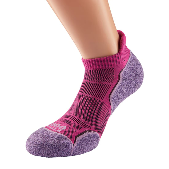 1000 Mile - 2 Pack Ladies Single Layer Soft Breathable Running Ankle Socks - Hot Pink / Lavender - Image 4