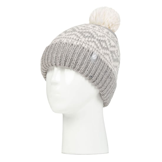 Dames Patroon Omgevouwen Bobble Muts | Heat Holders | Chunky Kabelbrei met Heatweaver Fleece Binnenvoering | Billingen Stijl - Lichtgrijs - Image 3