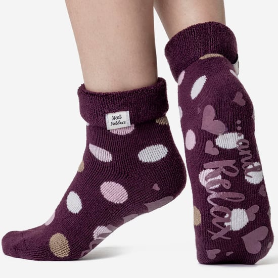 Mysiga damstrumpor med vändbar mudd | värmehållare | varma fluffiga loungestrumpor för vintern - Cabernet Dots - Image 3