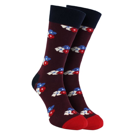 HS by Happy Socks - Mens 3 Pack Classic Flower Dress Socks - Flower (Burgundy) - Image 4