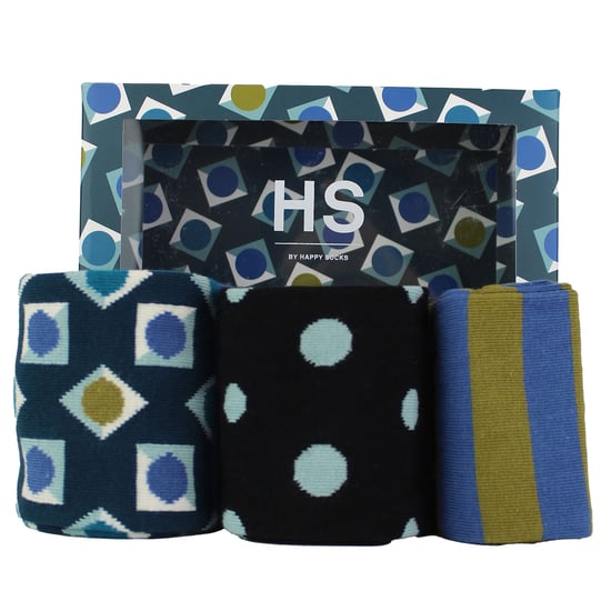 HS by Happy Socks - Mens 3 Pack Novelty Gift Box Dress Socks - Square - Image 4