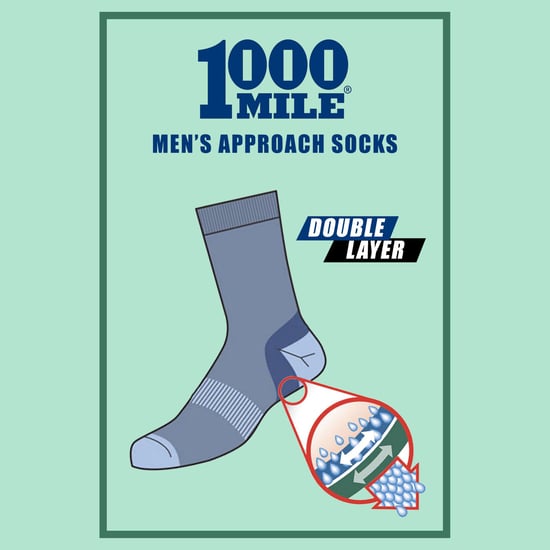 1000 Mile - Mens Approach Repreve Double Layer Breathable Anti Blister Socks - Charcoal / Orange - Image 3
