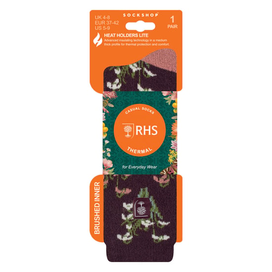 Womens Thermal Socks | Thin Floral Patterned Fleece Socks - Image 2
